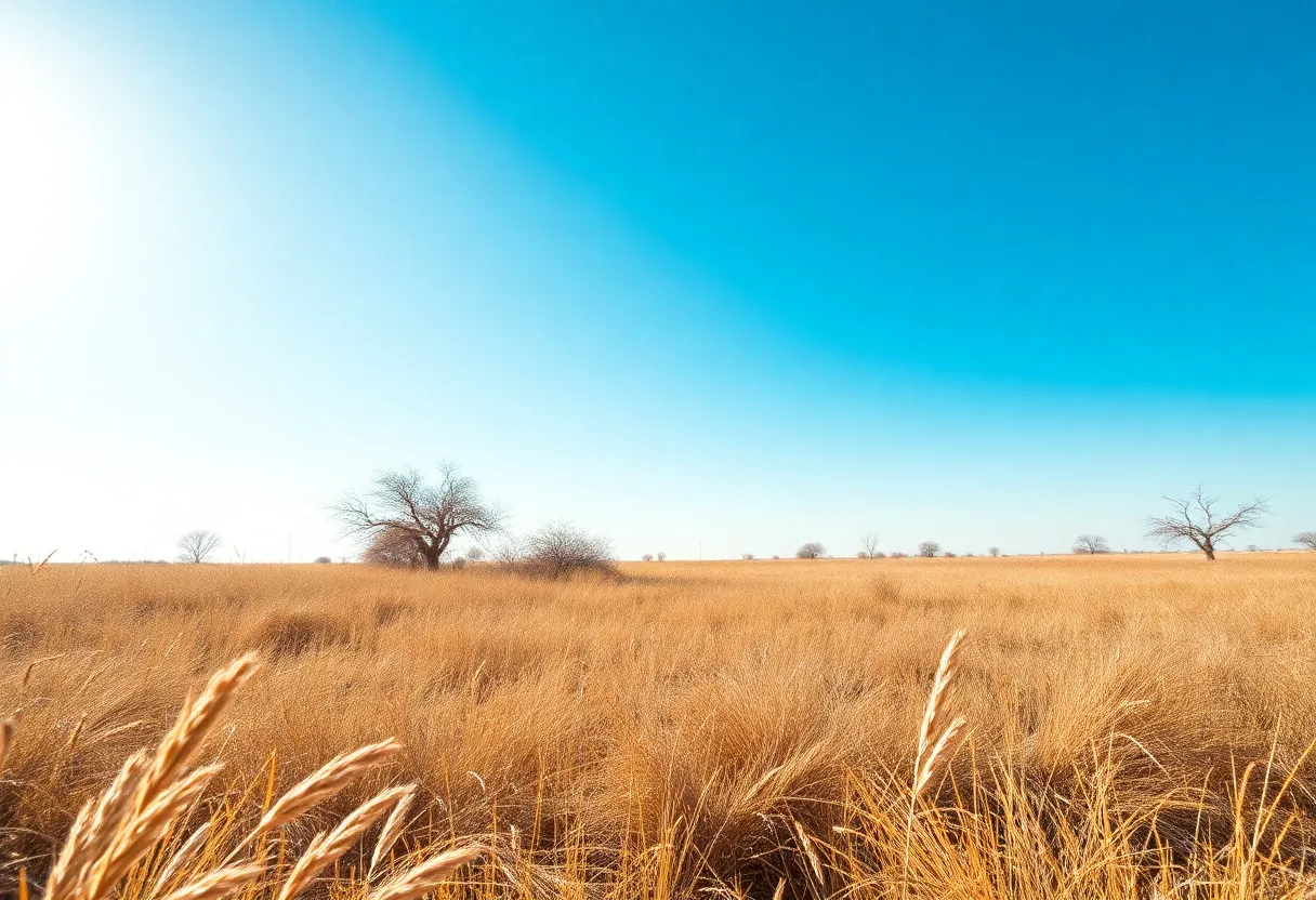 Landscape of Central Texas under extreme heat conditions