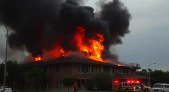 Massive Fire Engulfs Vacant Hotel in Channelview, Texas