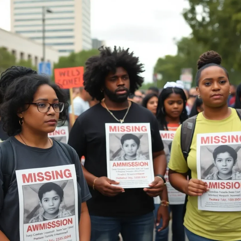 People in Houston raising awareness for missing children.