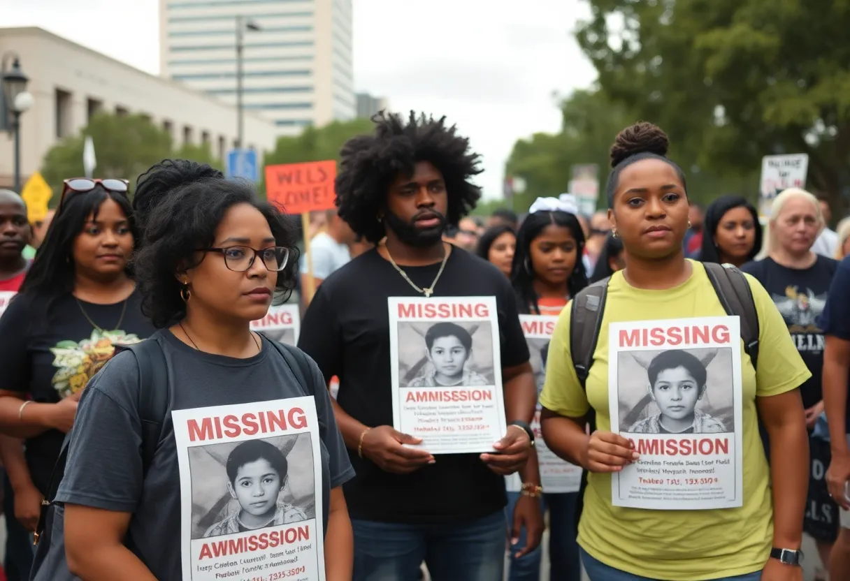 People in Houston raising awareness for missing children.