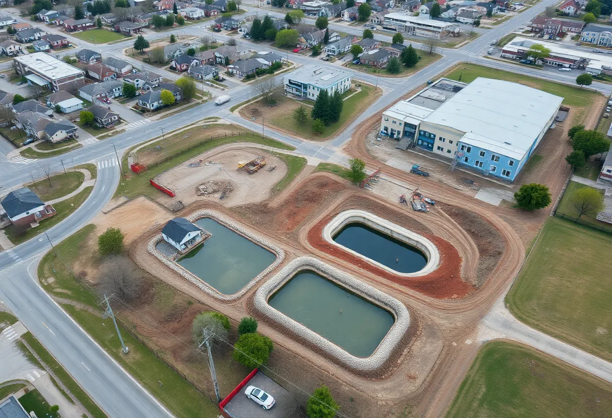 Stormwater detention basins in Cypress, Texas under construction.