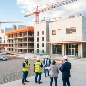 Construction site of Eli Lilly pharmaceutical facility in Houston