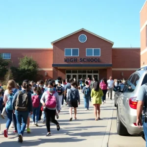 Students at Heights High School being picked up during early dismissal due to heat and HVAC issues