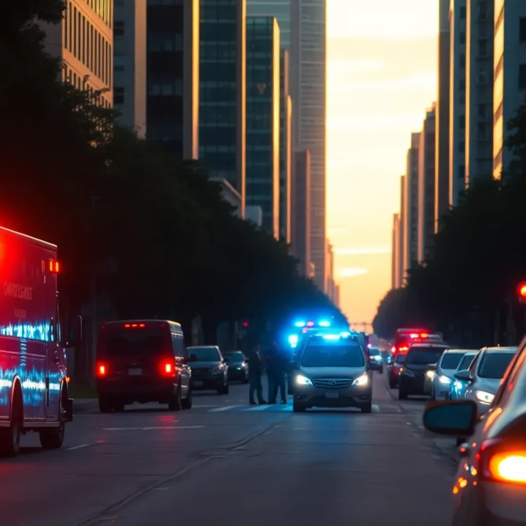 Emergency responders at a Houston accident site involving a child.