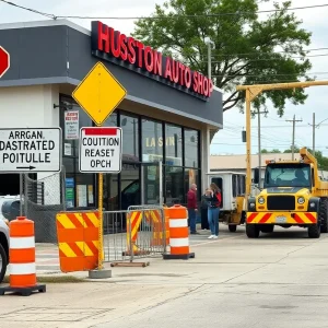 Houston Auto Shop Amid Construction