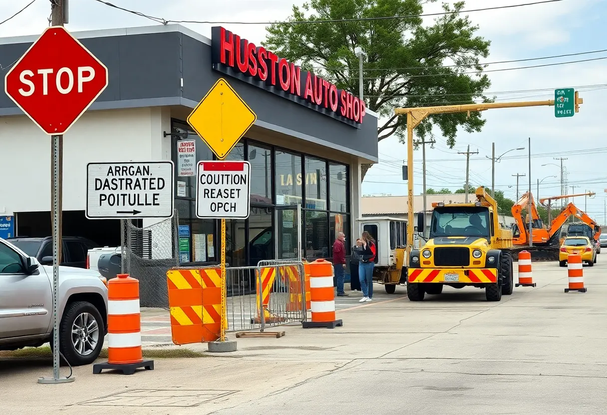 Houston Auto Shop Amid Construction