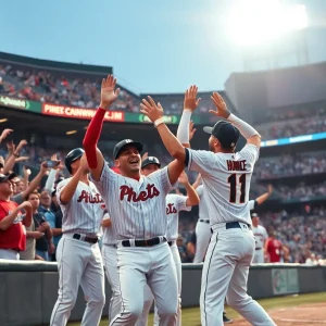 Houston baseball players celebrating a victory