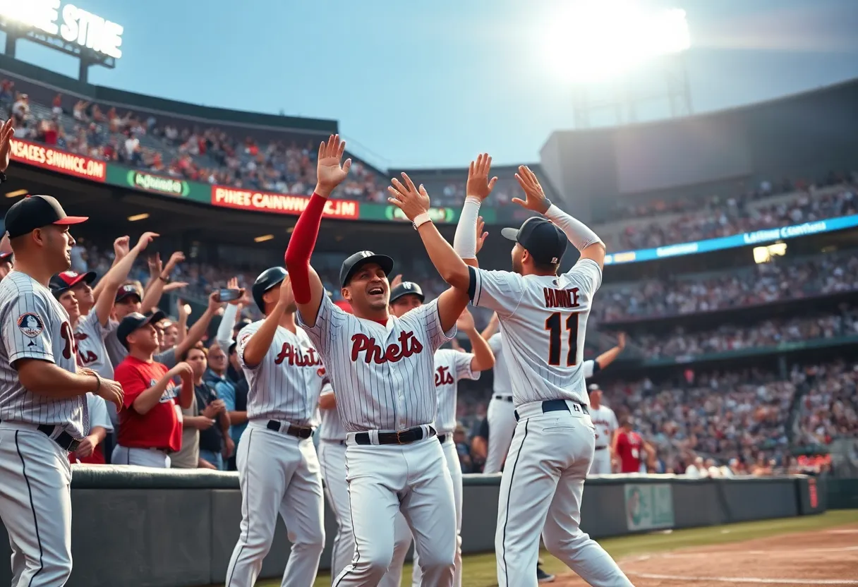 Houston baseball players celebrating a victory
