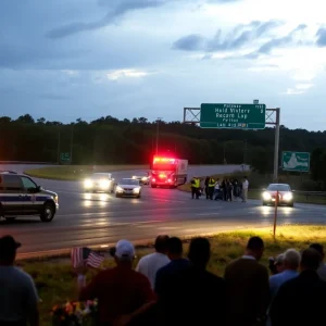Scene of car crash on Texas highway with emergency response