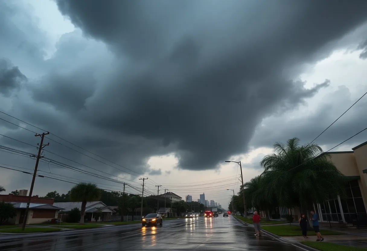 Severe thunderstorms causing flooding in Houston.