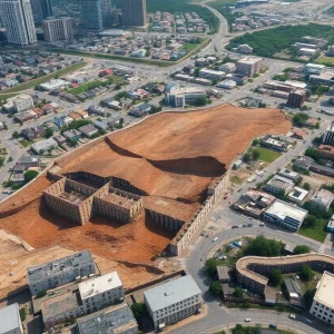 Overview of Houston's urban area experiencing land subsidence