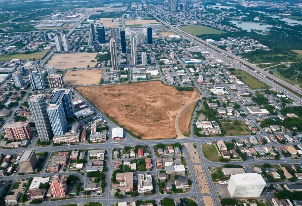 Overview of Houston's urban area experiencing land subsidence