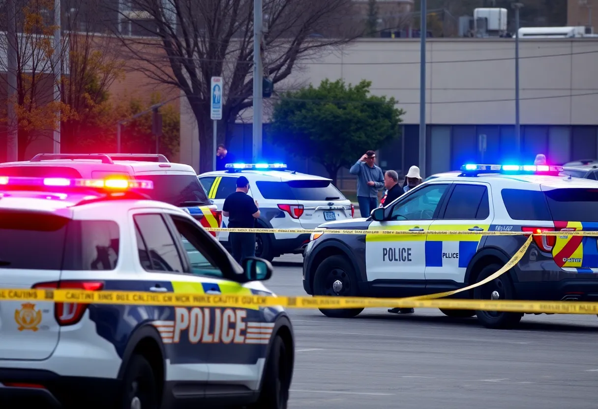 Police scene in Houston with investigation taking place