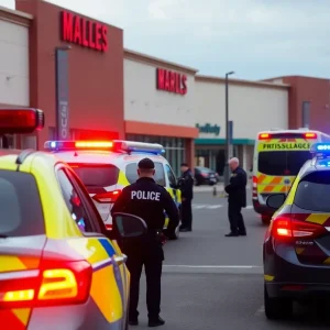 Police vehicles at the scene of a shooting investigation