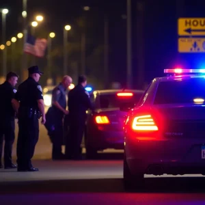 Houston police car at a traffic stop scene