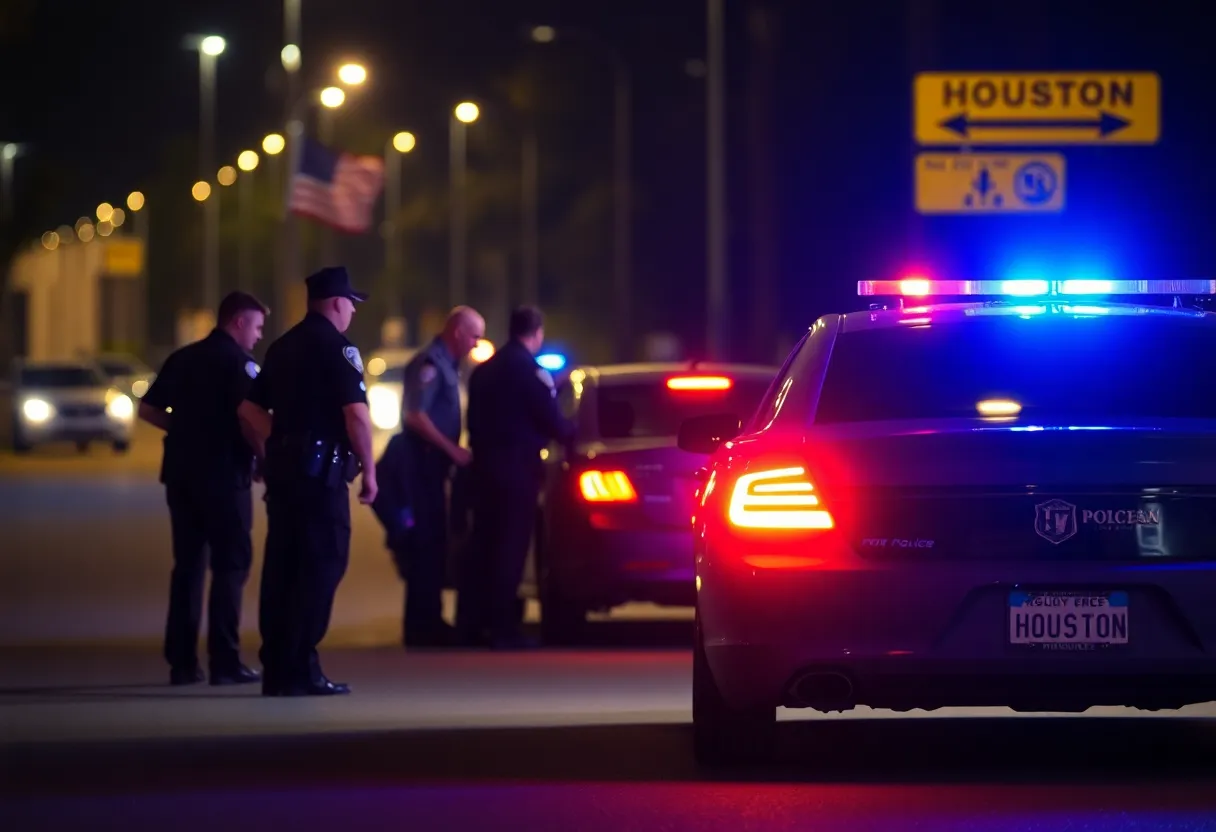 Houston police car at a traffic stop scene