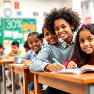 Classroom in a private school with engaged students
