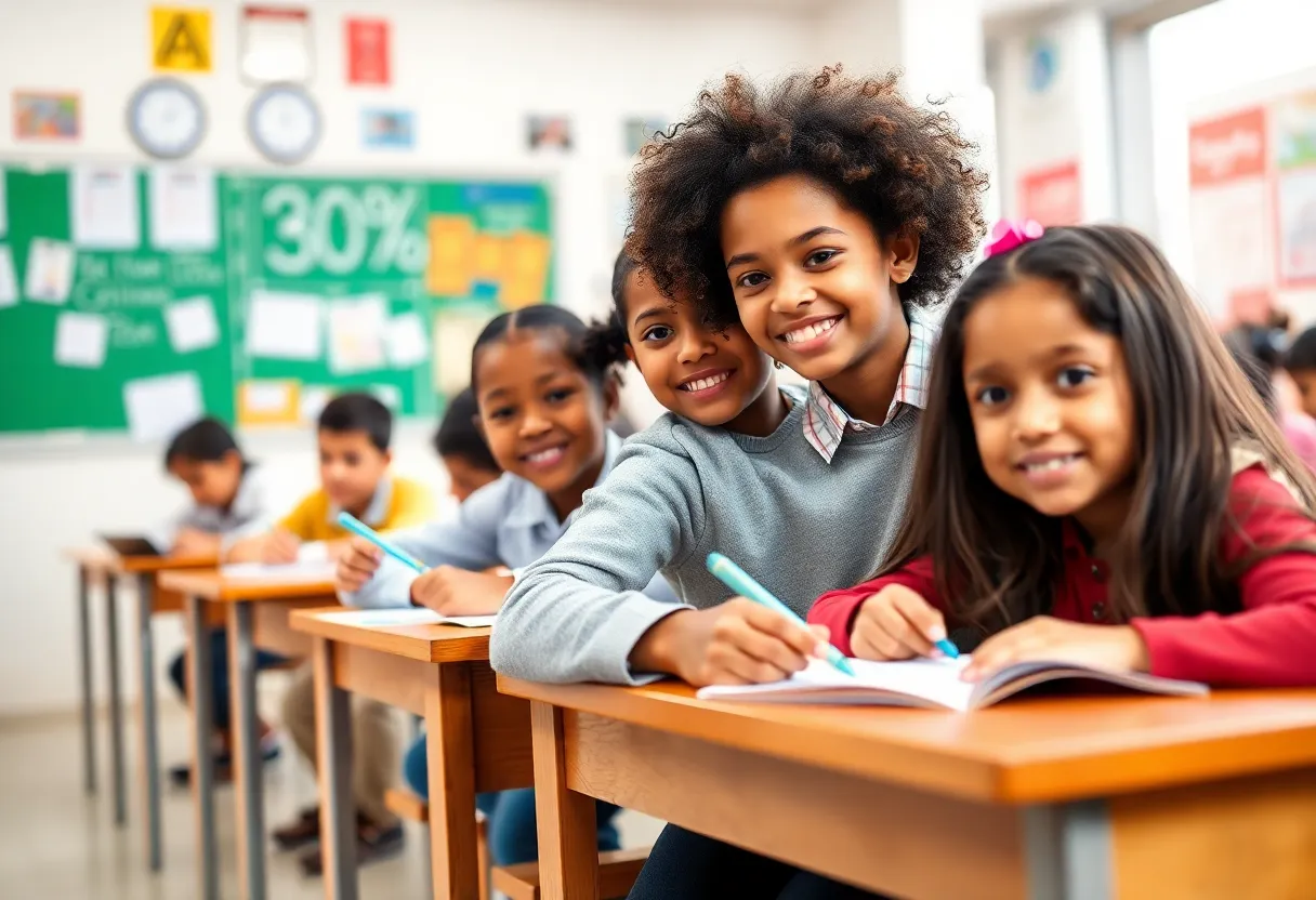 Classroom in a private school with engaged students