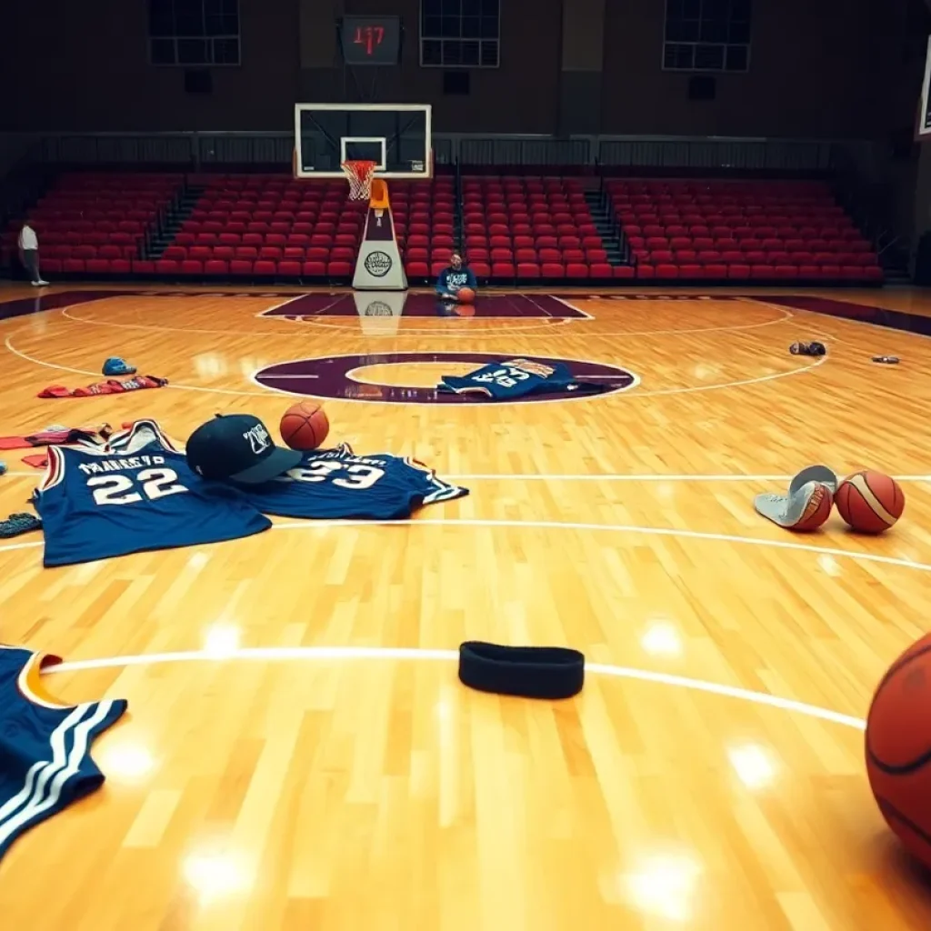Houston Rockets basketball court with equipment