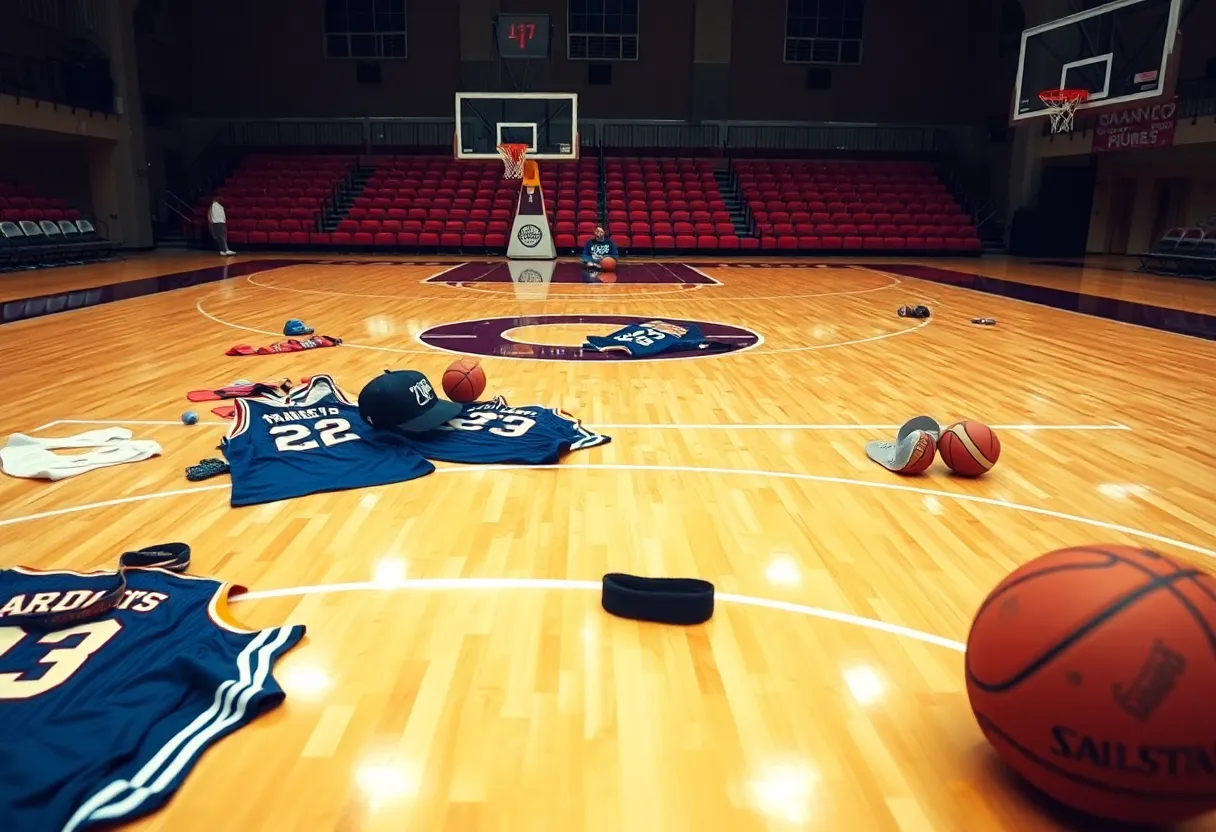 Houston Rockets basketball court with equipment