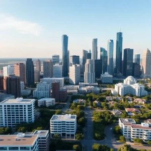 Aerial view of Houston showcasing affluent neighborhoods