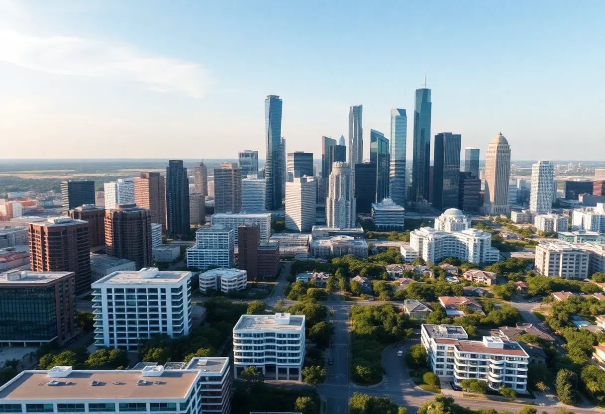 Aerial view of Houston showcasing affluent neighborhoods