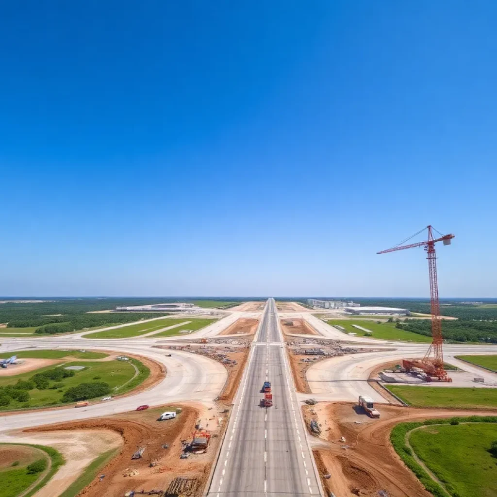 Construction site for a taxiway connecting Houston Spaceport and Ellington Airport.