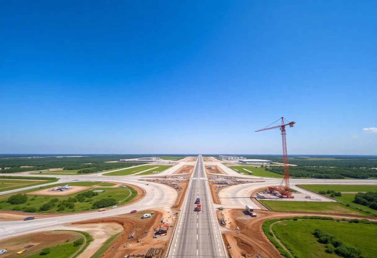 Construction site for a taxiway connecting Houston Spaceport and Ellington Airport.