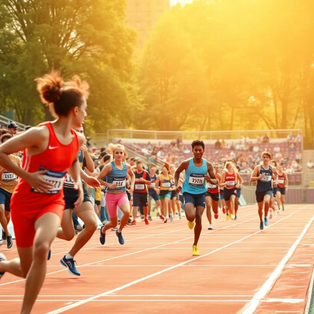 Athletes competing in a track and field event at the University of Houston.