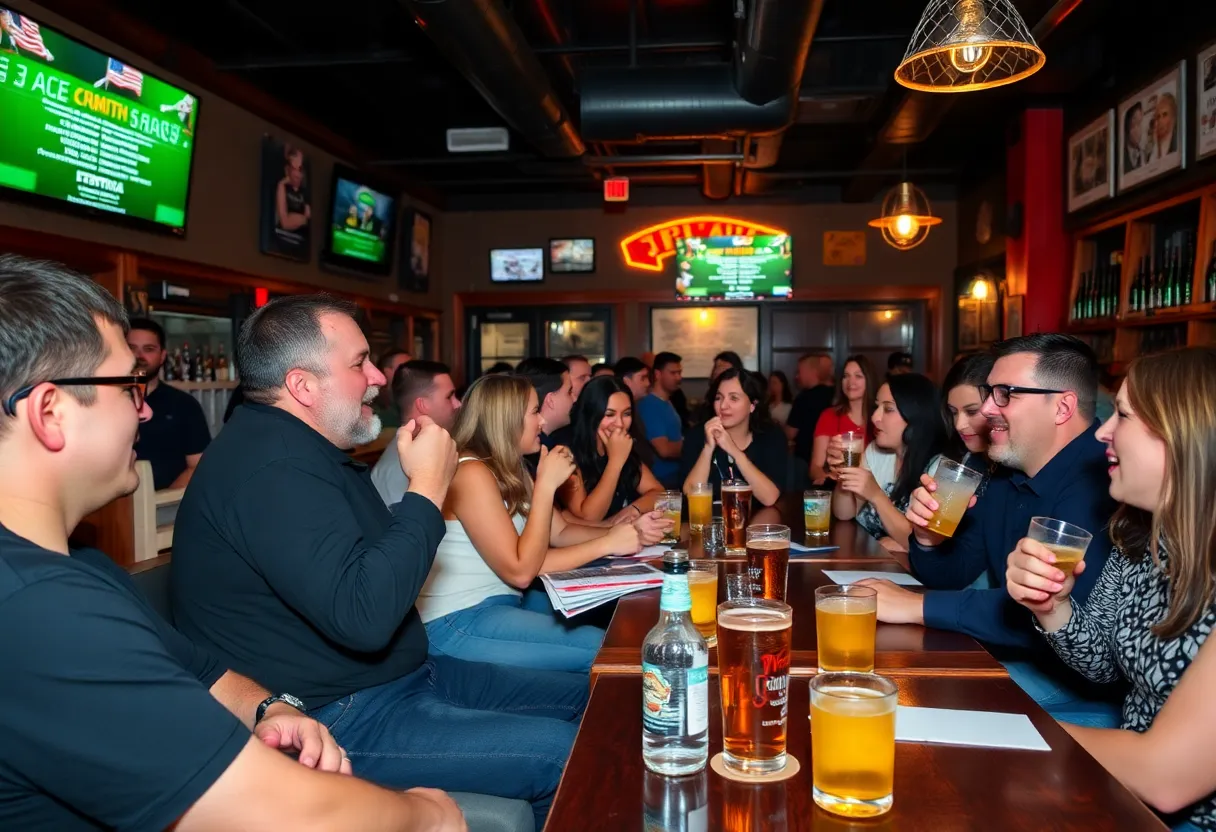 Teams participating in a trivia night at a Houston bar