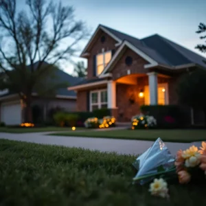 Tribute flowers at a Houston home