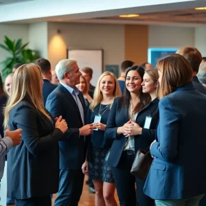Real estate professionals networking at Women's Council event