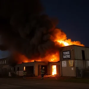 Firefighters battling a warehouse fire in North Houston