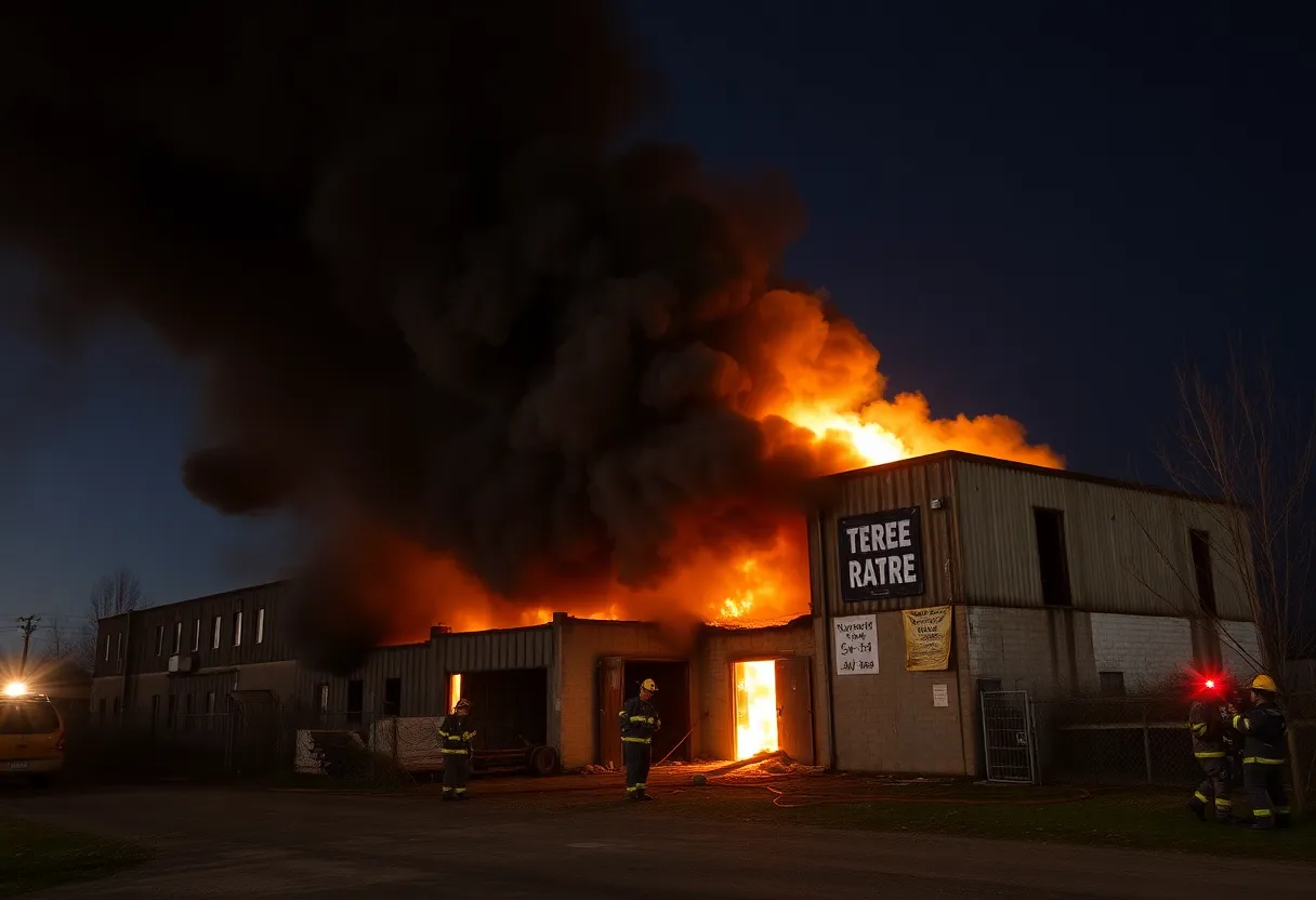 Firefighters battling a warehouse fire in North Houston