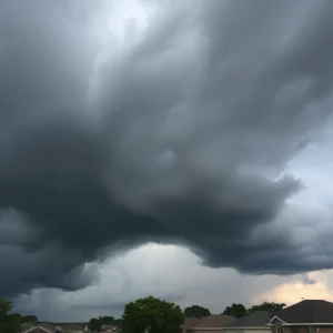 Ominous storm clouds over Southeast Texas neighborhood
