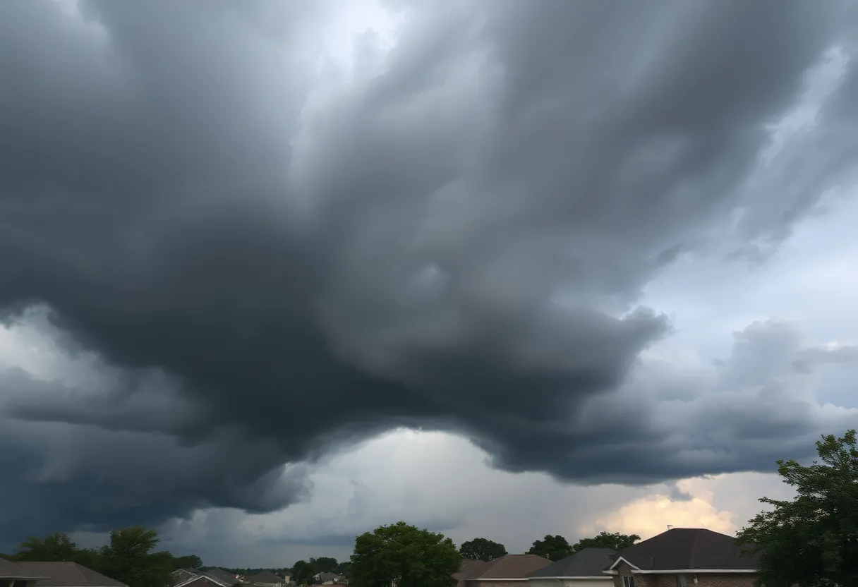Ominous storm clouds over Southeast Texas neighborhood
