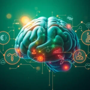Illustration of brain health strategies and economic growth