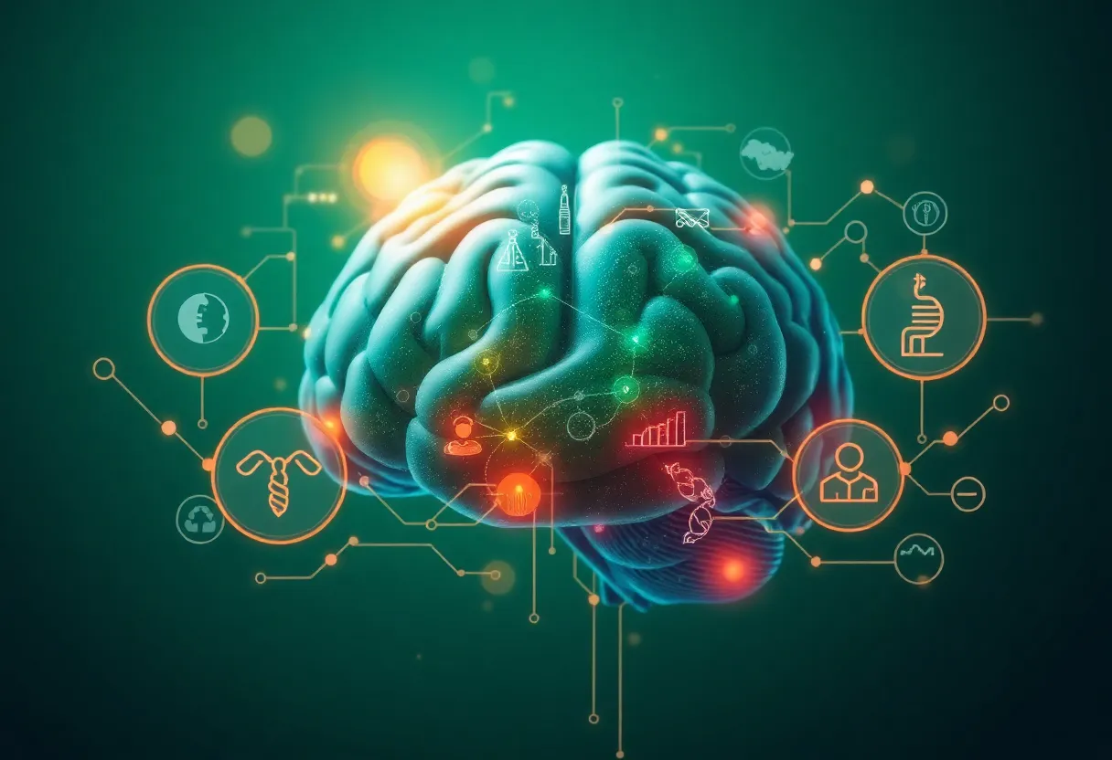 Illustration of brain health strategies and economic growth