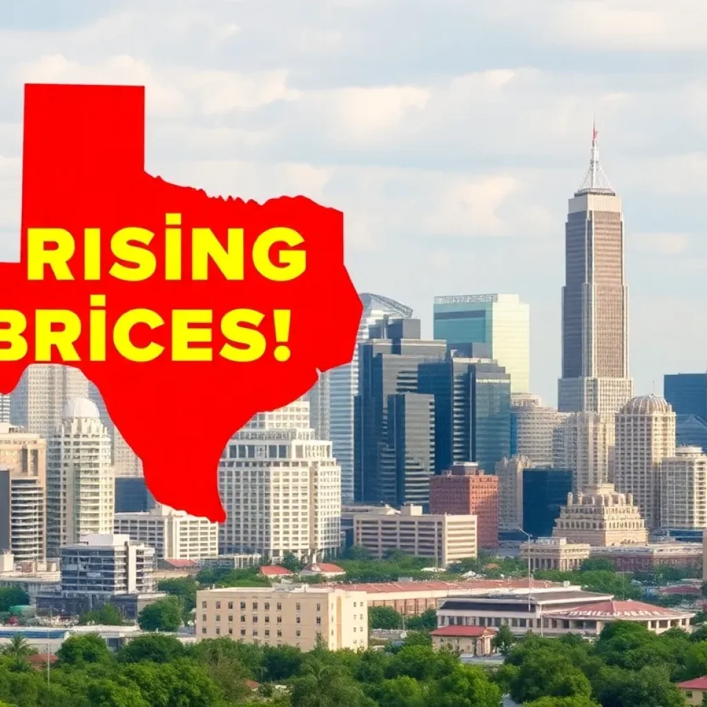 Illustration of Texas city skylines highlighting rental affordability challenges.