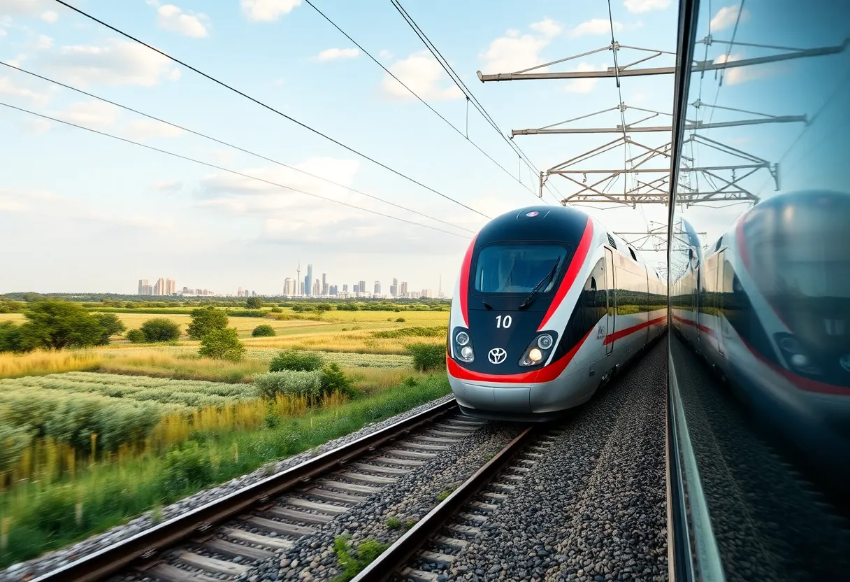 High-speed train in Texas landscape