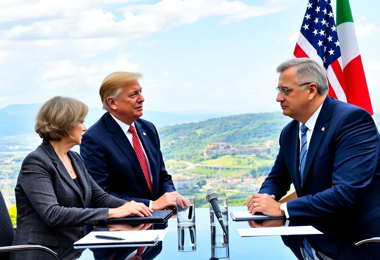 Diplomatic meeting showcasing U.S. and Italian cooperation.