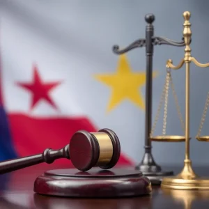 Symbolic representation of Texas bail reform with gavel and scales of justice