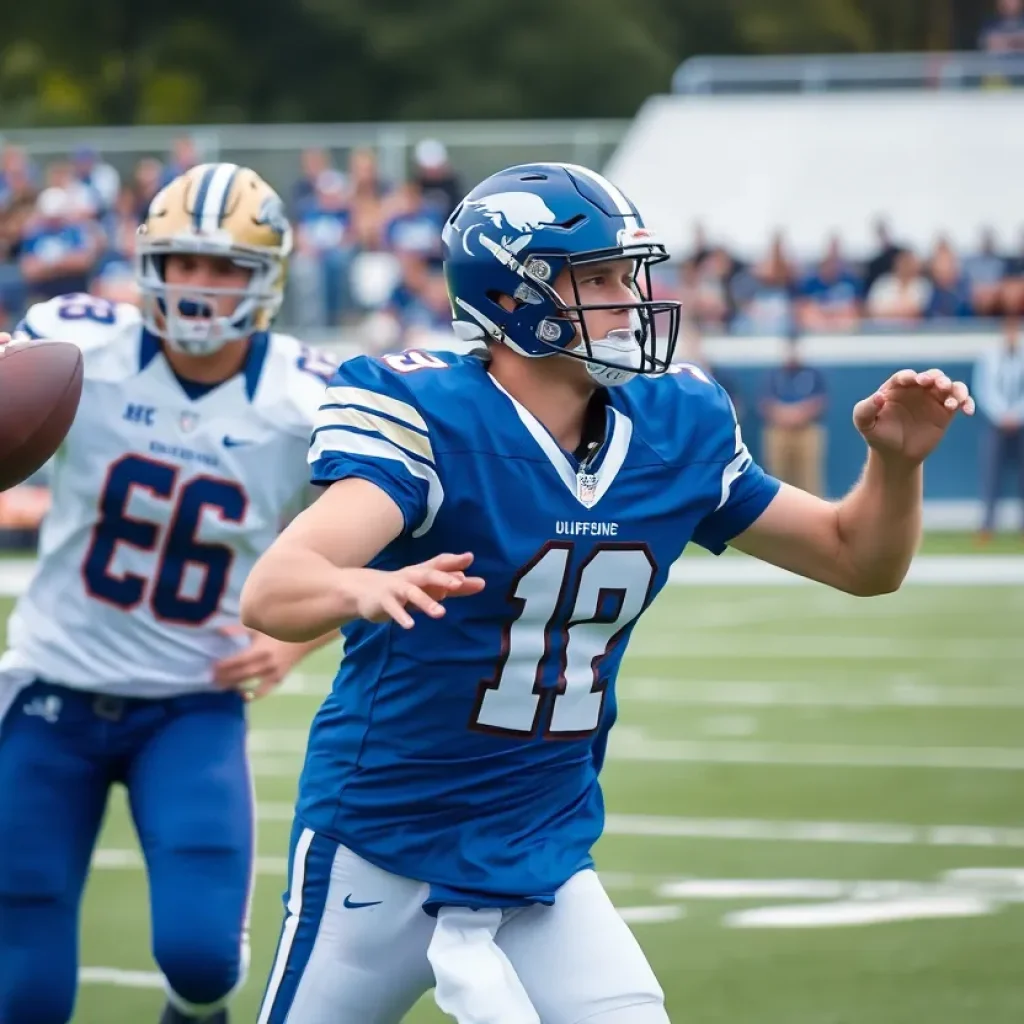 Quarterback making a pass during a football game
