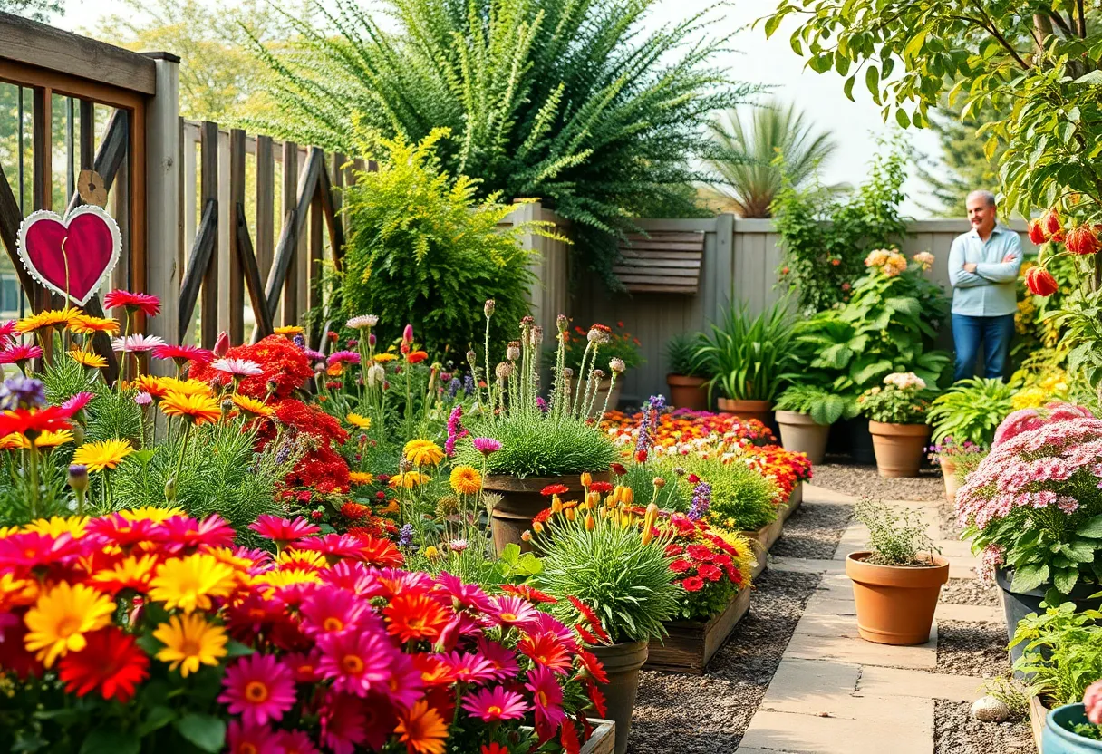Vibrant community garden filled with colorful flowers