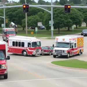 Emergency responders at a vehicle accident scene in Cypress, Texas