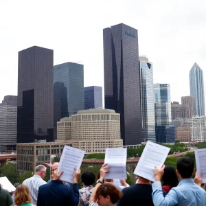 Houston city skyline with visible office buildings