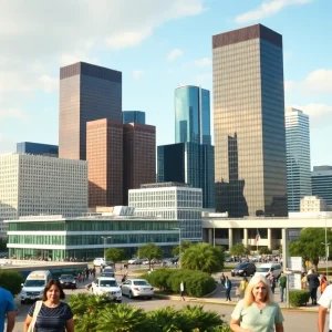 Bustling cityscape of Houston representing community engagement