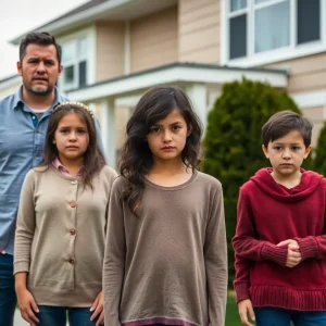 Family outside their home advocating for justice after alleged fraud