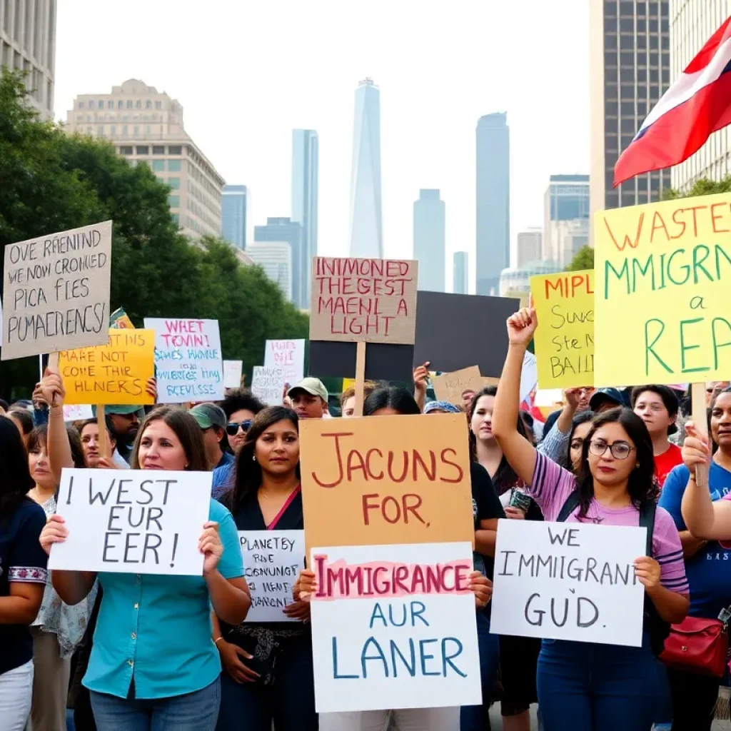 Protesters in Houston advocating for immigrant rights