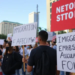 Protesters in Houston advocating for immigrant rights